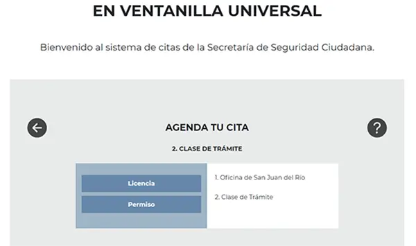 Agendar cita para licencia de conducir en Saln Juan del Rio, Querétaro