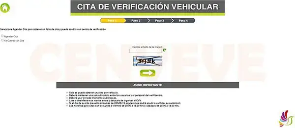 Cita previa verificación vehicular Estado de México