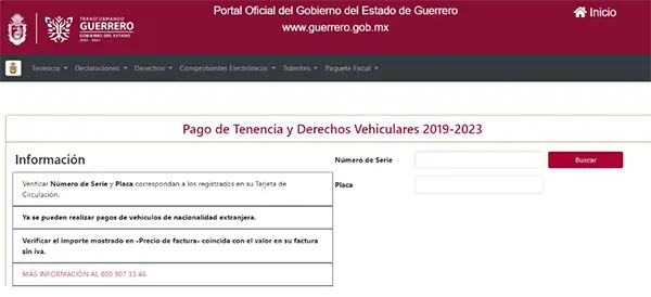 Pago en línea de Tenencia y Refrendo en Guerrero