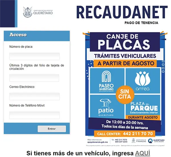 Recaudanet Tenencia en Querétaro